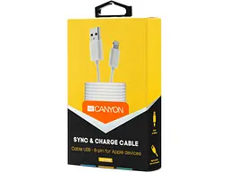 Кабель Canyon USB - Lightning 1м, White (CNE-CFI1W) - мініатюра 2