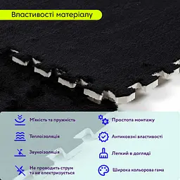 Підлога-пазл плюшевий ЧОРНИЙ 60x60x1cm (D) SW-00002079 - мініатюра 2