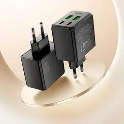 Адаптер мережевий HOCO Ocean charger CS18A (Type-C to Type-C set) |2USB/2Type-C, 45W/3A, PD/QC| - мініатюра 3