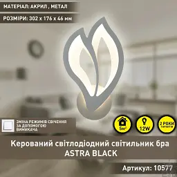 Керований cвітлодіодний світильник бра ASTRA 12 Вт 302x176x46 мм Білий ESLLSE - мініатюра 2