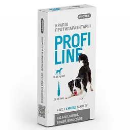 Каплі ProVET Profiline для собак 10-20 кг 4 піпетки по 2.0 мл інсектоакарицид