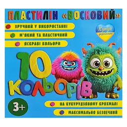 Набір пластиліну м'який "Восковий" Jumbi KT 230605, 10 кольорів