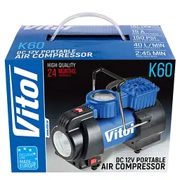 Автомобільний компресор Vitol 150psi 15Amp 40л Провід 3 м Шланг 1 м R13-16 Ліхтар (K-60) - мініатюра 5