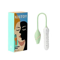 Вібратор KisToy Cathy Pro із вакуумним стимулятором, 15, 6х3,4 см мятний - мініатюра 4