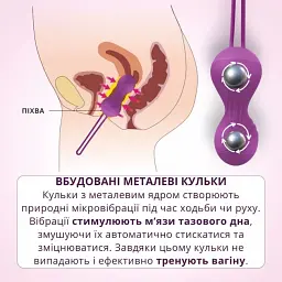 Набір вагінальних кульок I’MCUM Kegel Fit з віброкулькою та пультом управління Фіолетовий 4 шт (IM-KGE204) - мініатюра 6