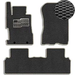 Килимки в салон EVA для Honda Civic 8 Седан 4D 2006-2011 з підп'ятником Чорні-Бежовий кант 5 шт