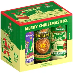 Подарунковий набір пива Volynski Browar Merry Christmas Box 0.5-4.5% (6 шт. x 0.5 л = 3 л) з/б