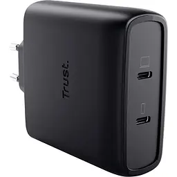 Зарядний пристрій Trust Maxo 100Вт, GaN, 2xUSB-C ,PD/PPS (25527_TRUST) - мініатюра 2