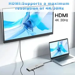 Док-станція Fenvi F-C801H концентратор USB - C Hub 8в1 HDMI USB 3.0 RJ45 CardReader PD (19130) - мініатюра 3