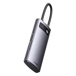 Хаб Baseus Metal Gleam Series 6-in-1 Type-C HUB Type-C to USB3.0*3+PD*1+SD/TF*1 WKWG030213 Grey - мініатюра 4