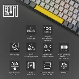 Клавіатура Epomaker TH80 SE Flamingo Black механічна бездротова (TH80-SE-B-F) - мініатюра 10