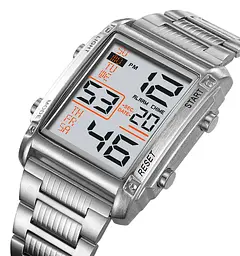 Чоловічий наручний годинник Skmei 2206 класичний спортивний на браслеті Silver White, 2206SIWT (19156) - мініатюра 3