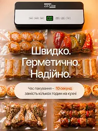 Вакууматор для продуктів Zepline 200 Вт Кухонний вакуумний пакувальник, Вакууматор для їжі, Вакуматор з рулоном та пакети для вакуумування - мініатюра 9