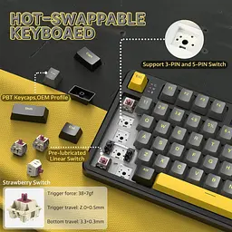 Клавіатура Attack Shark X87 RGB Linear Strawberry Switch Star Black (AS-6972792470429-SB) [166733] - мініатюра 2