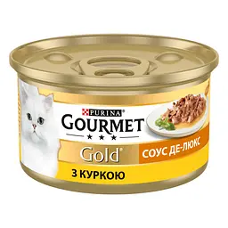Упаковка вологого корму для котів Gourmet Gold Соус де-люкс з куркою 1.02 кг (85 г x 12 шт.) - мініатюра 3