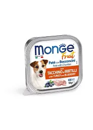 Консервований корм Monge Dog Fruit - паштет з м'ясом індички і чорницею для собак 100 г