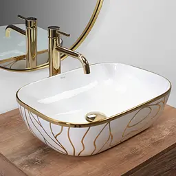 Умивальник Rea Belinda wave white gold накладний білий REA-U8472, Білий - мініатюра 2