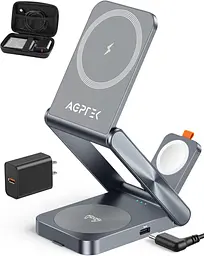Складана бездротова зарядна станція AGPTEK 3-в-1 для iPhone та AirPods