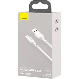 Кабель Baseus Simple Wisdom Cable USB to Type-C Kit 5A 1.5m 2PCS-Set TZCATZJ-02 White - мініатюра 3