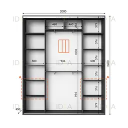 Шафа-купе Idea серія 3 200 x 45 x 240 см Антрацит - мініатюра 2