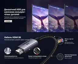 Кабель HDMI UGREEN HD171 2.1 8K 60 Гц 10 м чорний (25914) - мініатюра 3