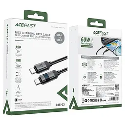 Кабель ACEFAST C15-03 USB-C для USB-C, плетіння кабель для заряджання та передачі даних з цинковим сплавом для цифрового дисплея, - мініатюра 2