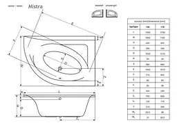 Ванна акрилова Radaway Mistra 150x100 ліва + ніжки (WA1-07-150x100L) - мініатюра 3