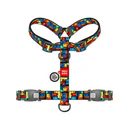 Шлея для собак WAUDOG Nylon анатомічна H-подібна з QR-паспортом "Блоки" пластиковий фастекс, L (345-4056) - мініатюра 2