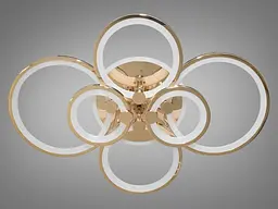Стельова LED-люстра Diasha 8022/6G 135W, 6 кілець, 3 кольори світла, Ø58×81 см, диммер, пульт - мініатюра 3