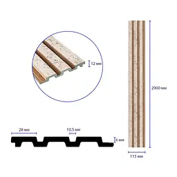 Декоративна PS рейка 122x2900x12мм (D) SW-00001742 - мініатюра 2