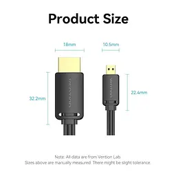 Кабель мультимедійний HDMI M to HDMI micro M 1.0m 4K60Hz black Vention (AGIBF) - мініатюра 3
