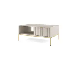 Стіл журнальний Perfect Home Нова / Nova з 2 шухлядами та золотими ніжками L104 Кашемір (PFH-091259) - мініатюра 6