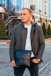 Чоловіча сумка планшет через плече 23х26х6, шкіряна барсетка Tiding Bag SK A75-181 чорна 230 мм - мініатюра 6