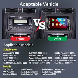 Автомобільне радіо Linux — 7-дюймове з екраном для Golf 5 6 VW Polo T5 Passat Touran Seat з FM/AM навігацією, Apple Carplay - мініатюра 7