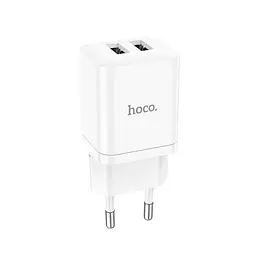 Адаптер мережевий HOCO Maker dual port charger N25 біле зарядне 2USB