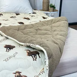 Ковдра полуторна відкрита двостороння з вовни Arda Pure Wool 21439 150х210 см капучино - мініатюра 4