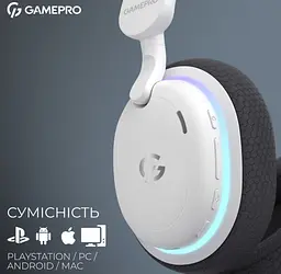 Ігрові бездротові навушники GamePro HSW-250 7.1 Bragi Asgard RGB Tri-Mod White - мініатюра 15