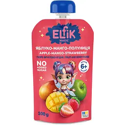 Пюре фруктове Elfik Magic Яблуко-Манго-Полуниця 100 г