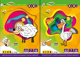 Картон кольоровий А4 7 кольорів 14 аркушів 230 г/м2 KIDS Line (ZB.1951) в асортименті