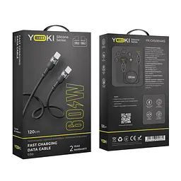 Кабель для заряджання та обміну даними USB Yoki YK-SI50 SILICONE Series Type-C to Type-C 60W 3A/20V 1.2 м Чорний - мініатюра 2