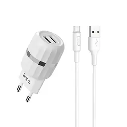 Мережевий зарядний пристрій 2USB Hoco C41A 2.4A White + USB Cable Type-C - мініатюра 6