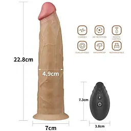 Вібратор Dual-Layered Silicone Rotator 9" Flesh - мініатюра 3