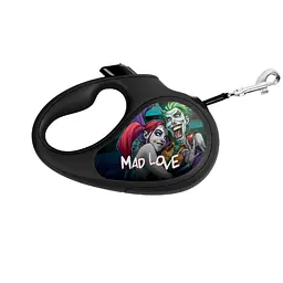 Повідець-рулетка для собак Waudog R-leash рисунок Сумасшедша любов L до 50 кг 5 м светоотражаюча стрічка