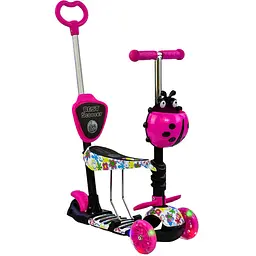 Самокат 5 в 1 Best Scooter 59х15х29 см Рожево-чорний 000231492