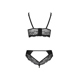 Комплект з еко-шкіри та мережива Passion LOONA SET L/XL, black, бра і трусики - мініатюра 6