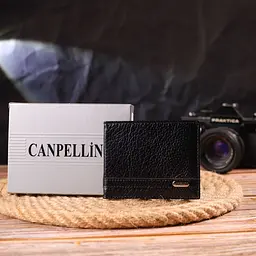 Практичний затиск із натуральної зернистої шкіри Canpellini 21518 чорний