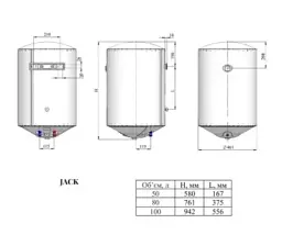 Бойлер електричний накопичувальний WHP Jack сухий ТЕН 100 л 2 кВт 30412 - мініатюра 4