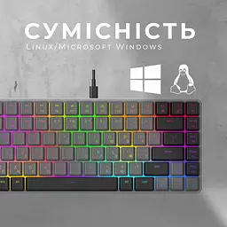 Клавіатура GamePro Red Swich Low Profile RGB USB Dark Gray дротова (MK141R) - мініатюра 4