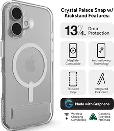 Чохол протиударний із підставкою ZAGG Gear4 Crystal Palace MagSafe для iPhone 16 Прозорий - мініатюра 3