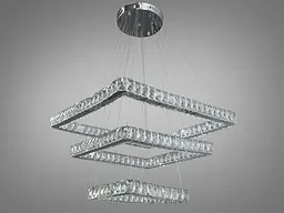 Люстра стельова LED Diasha 7220-9A/650+500+340HR 110W, хром, кристалічний плафон, 65 см, сучасний стиль для дому - мініатюра 3